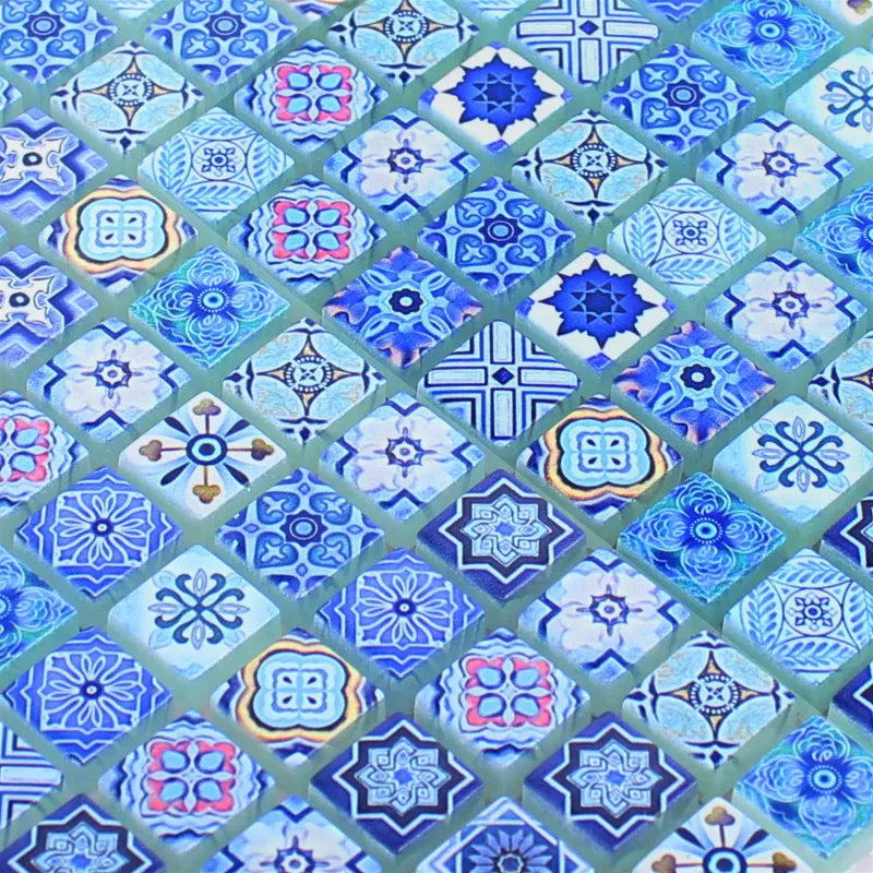 Moroccan blue glass crystal mosaic 
