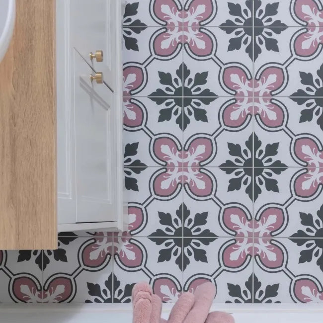 pink pattern floor tile