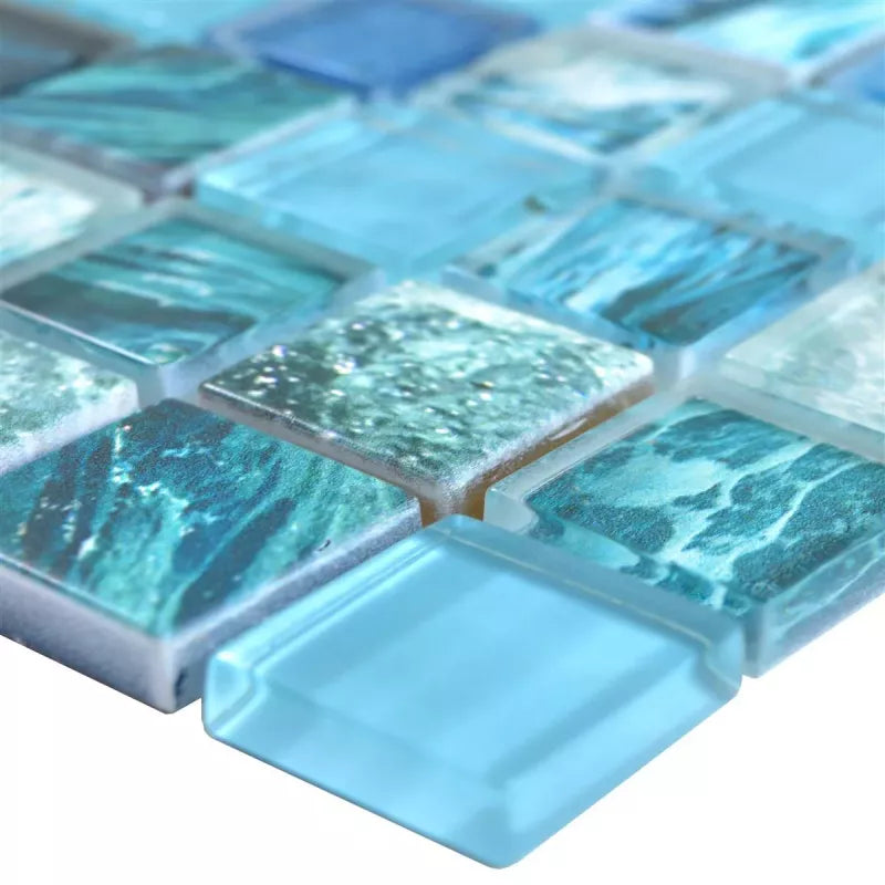 blue mix glass tile