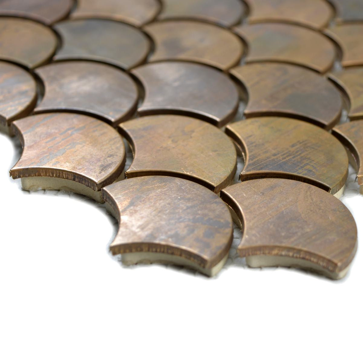 Mosaic Tile Copper Scallop Brown for Wall Bathroom Counter Cladding ...