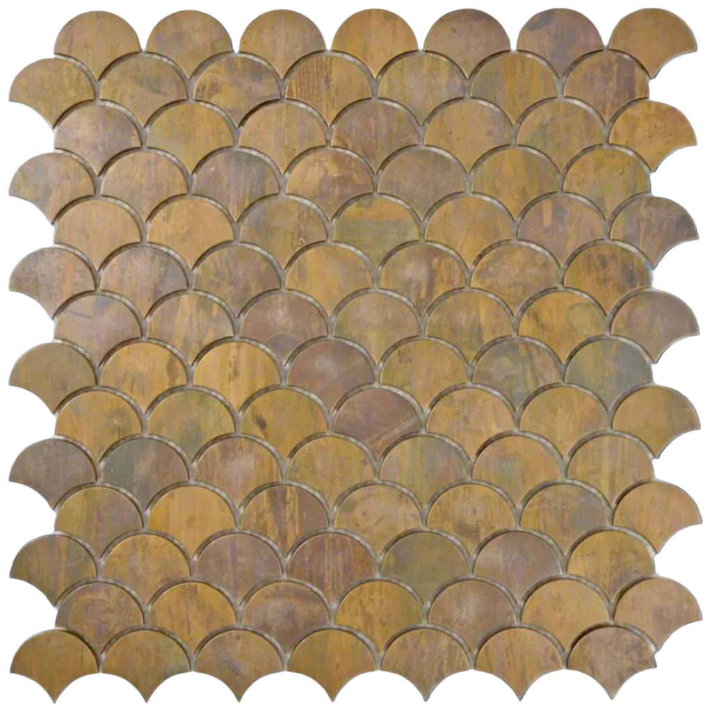 Mosaic Tile Copper Scallop Brown for Wall Bathroom Counter Cladding ...