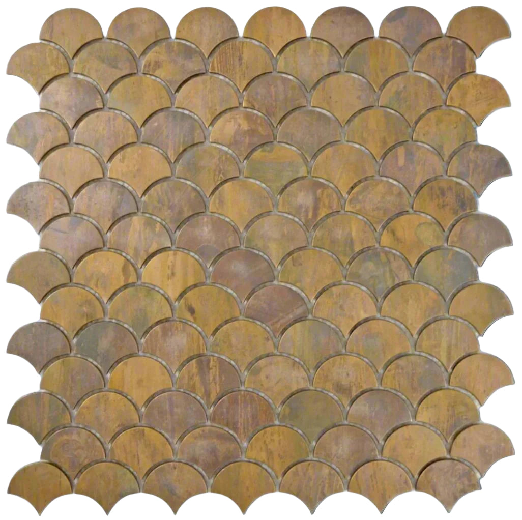Copper bronze mosaic scallop by luxury tiles 