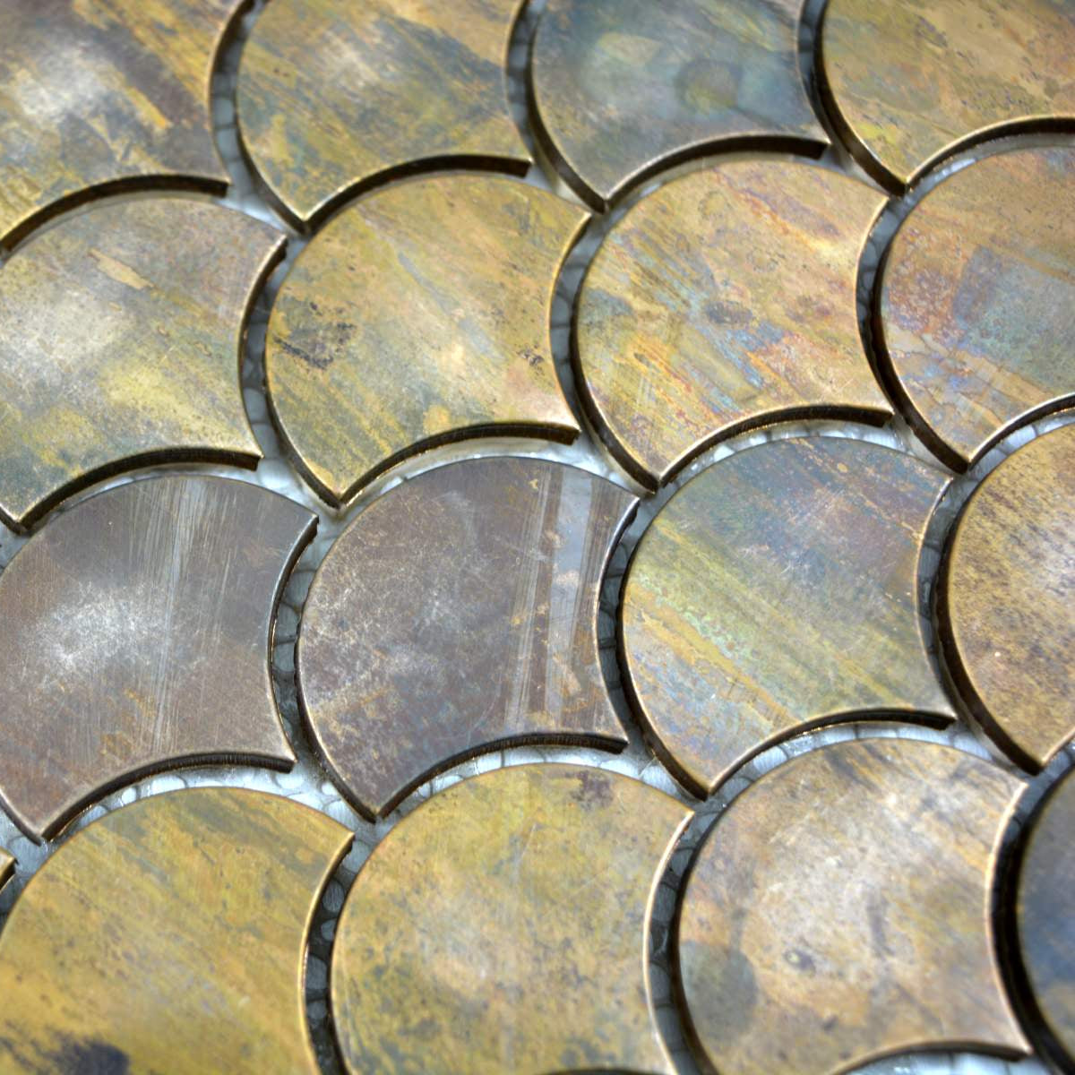 Mosaic Tile Copper Scallop Brown for Wall Bathroom Counter Cladding ...