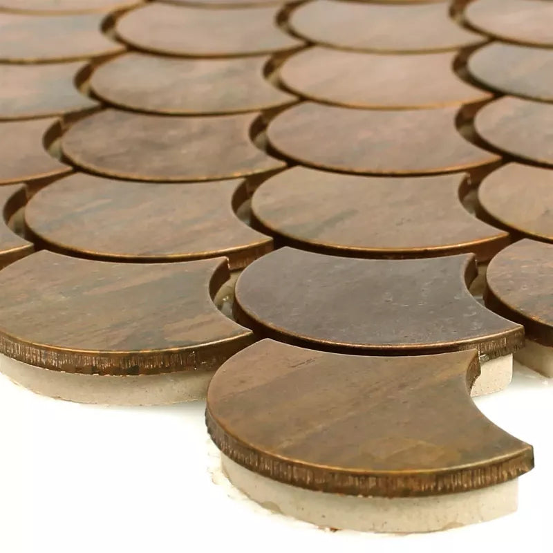 Mosaic Tile Copper Scallop Brown for Wall Bathroom Counter Cladding ...