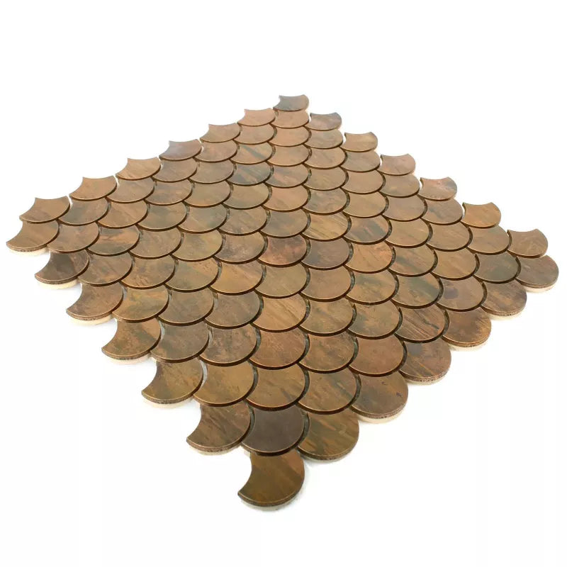 Counter Cladding Tile Mosaic Tile Copper Scallop Brown for Wall Bathroom Counter Cladding