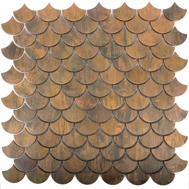 Mosaic Tile Copper Scallop Brown for Wall Bathroom Counter Cladding ...