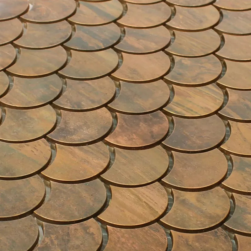 Mosaic Tile Copper Scallop Brown for Wall Bathroom Counter Cladding ...
