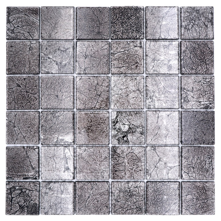 black polished floor and wall mosaic 