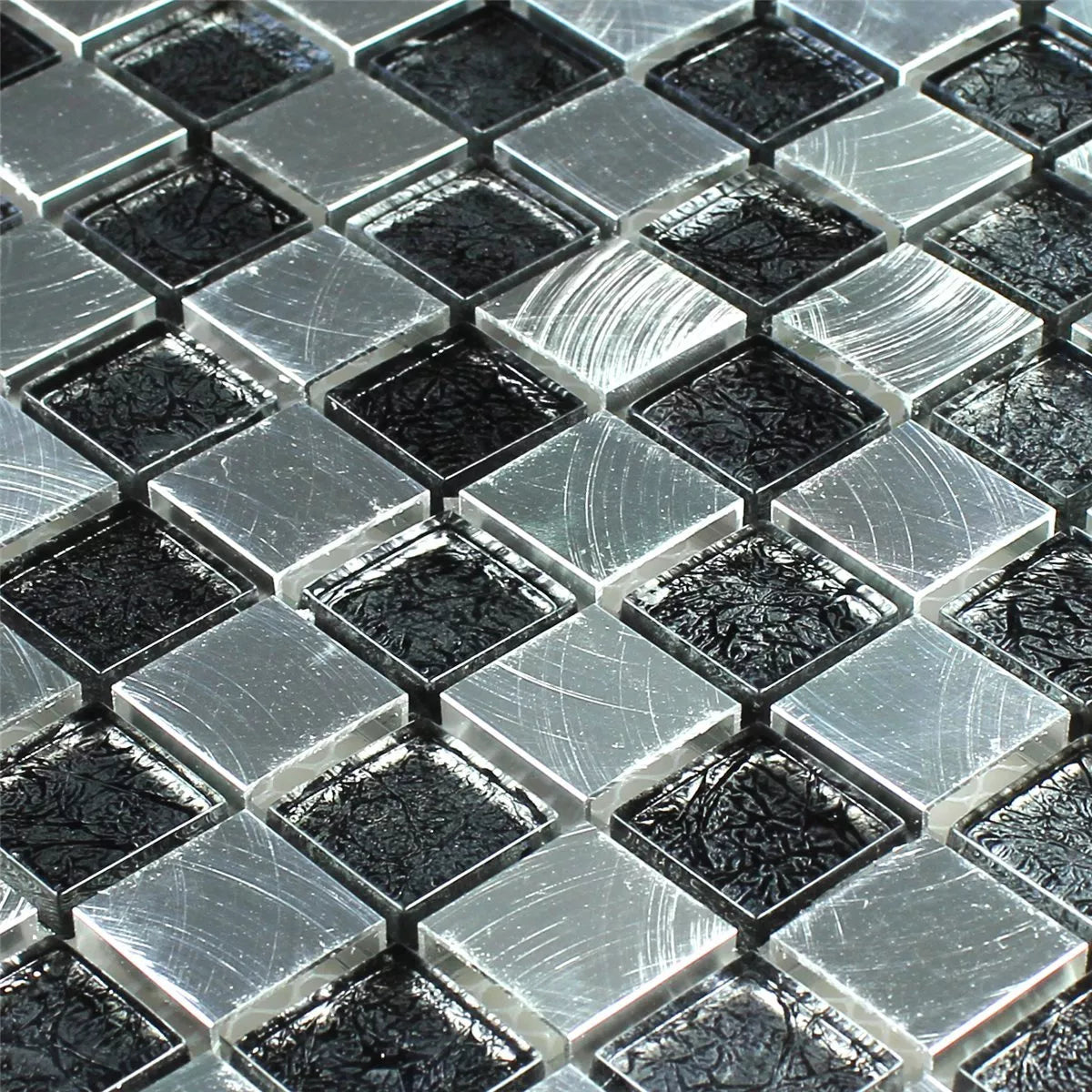 black steel mosaic tiles