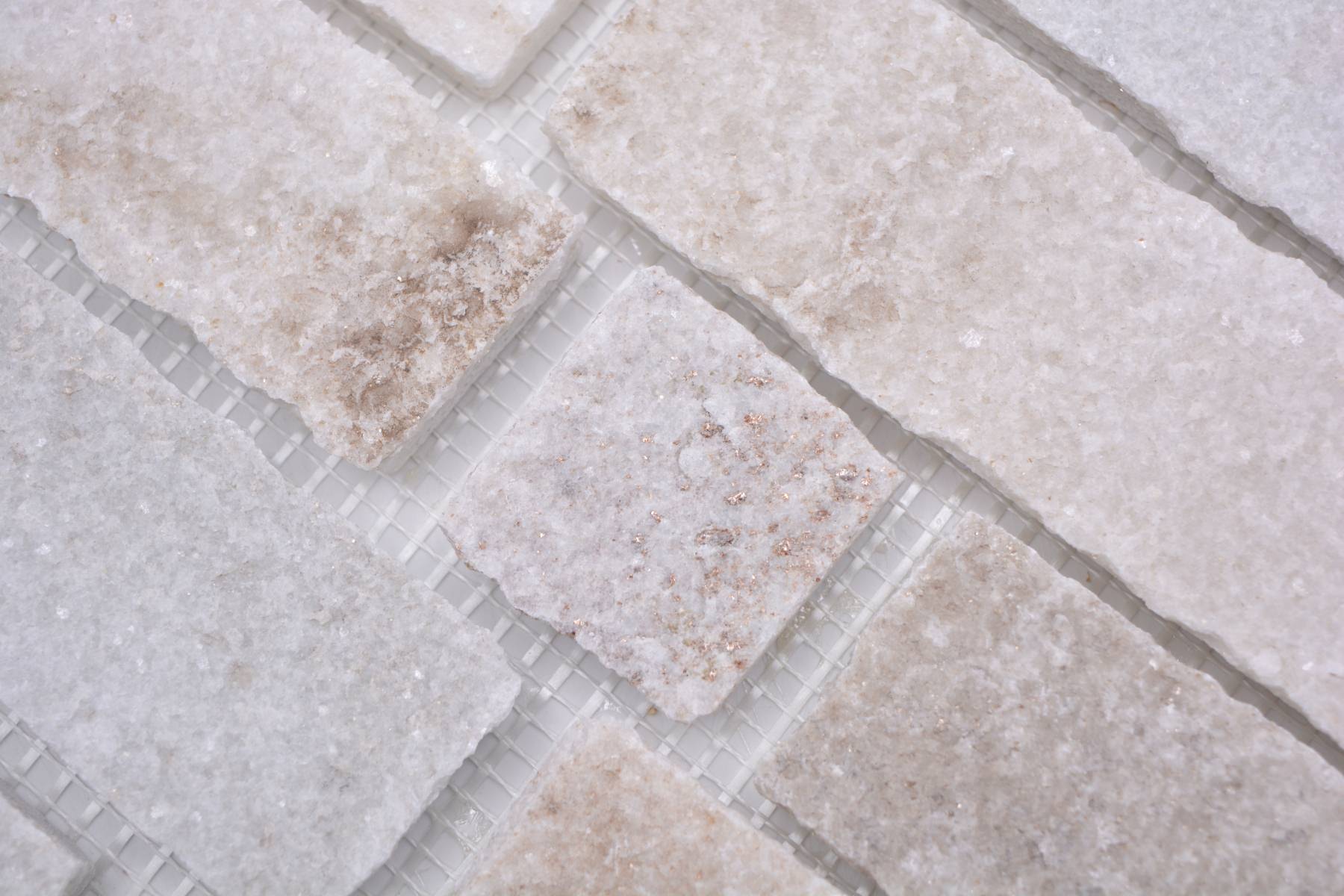 white natural stone wall mosaic 