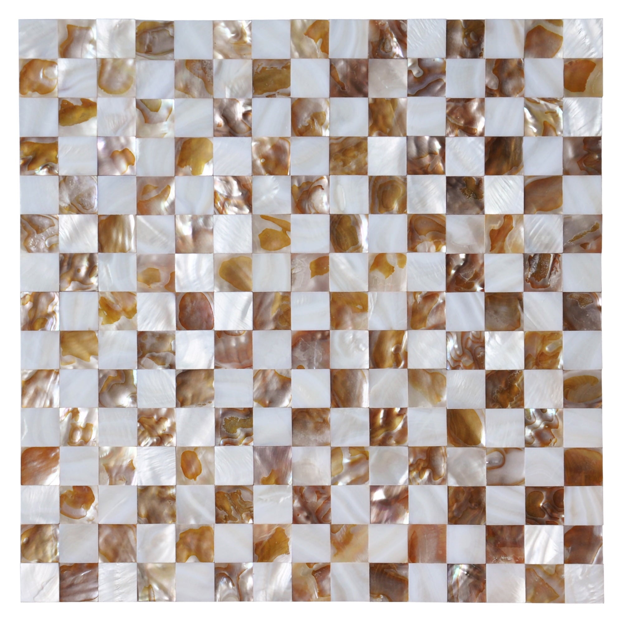 white & amber pearl mosaic tile