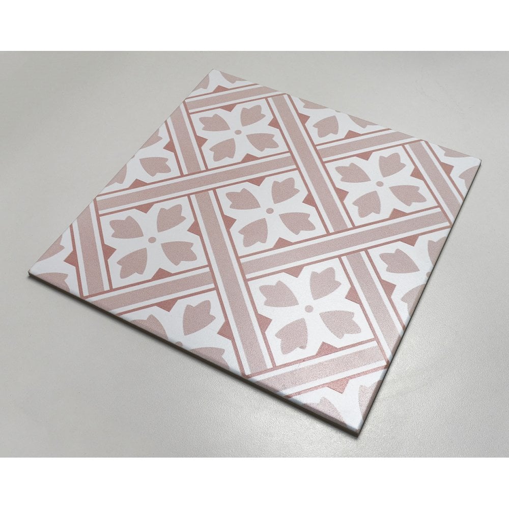 blush pink patterned tile