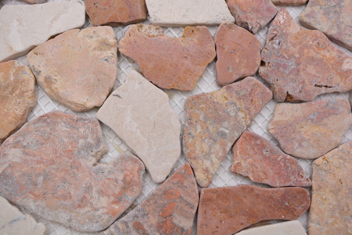 Natural Stone Terracotta  Flat Pebble Marble Mosaic Tiles