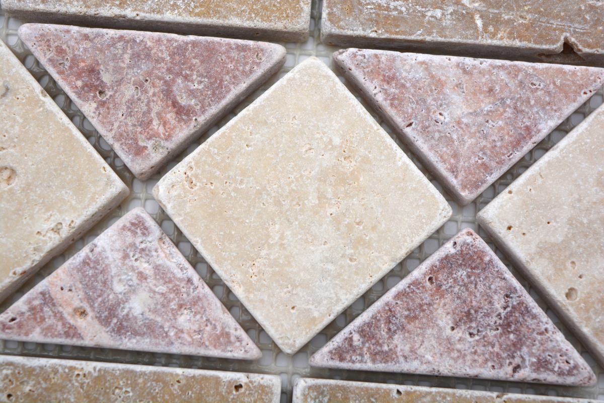 multi tone honed travertine border mosaic 