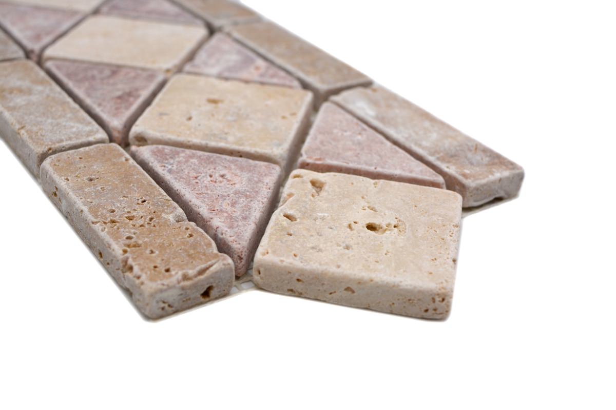 Border mosaic honed beige and cream
