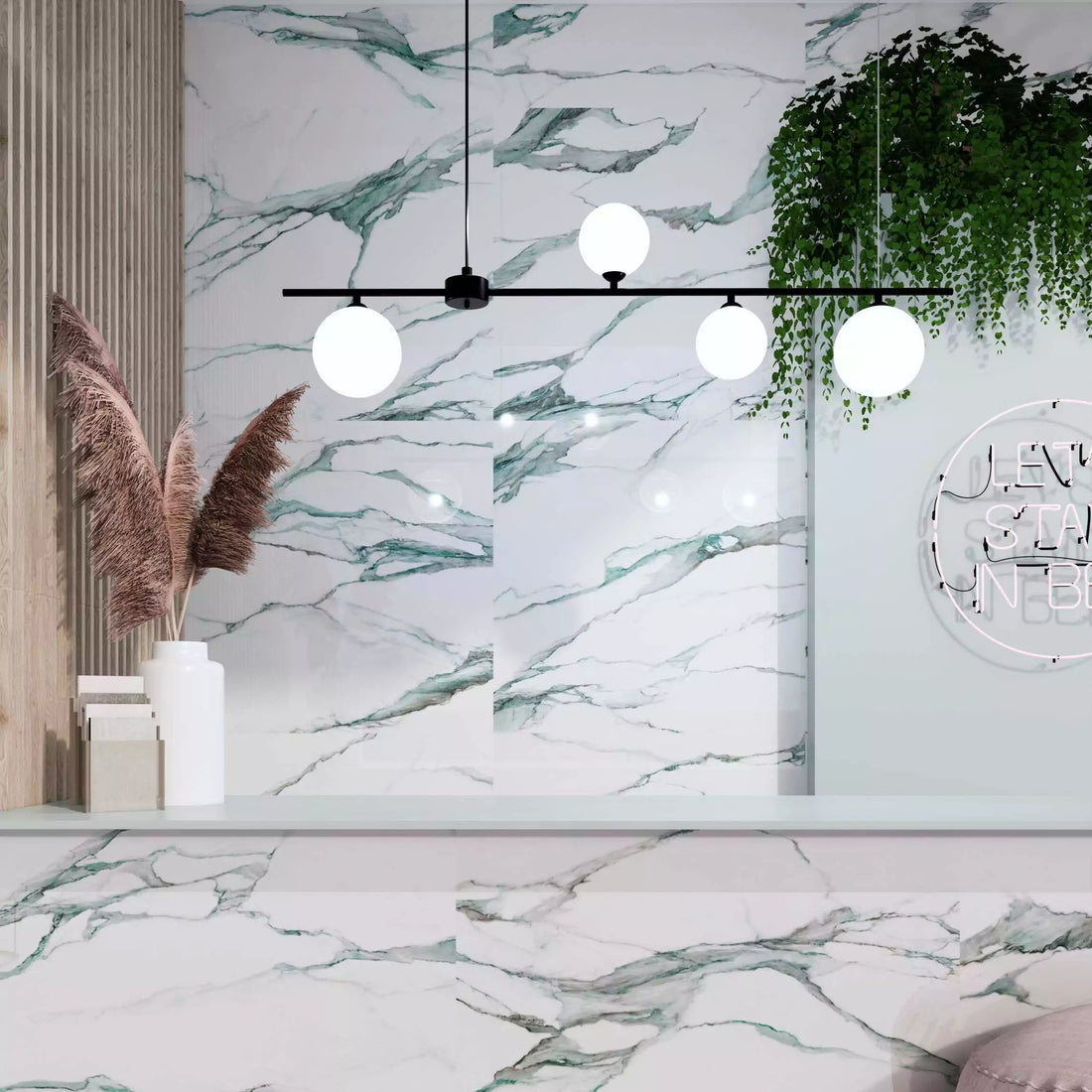 green marble effect porcelain 