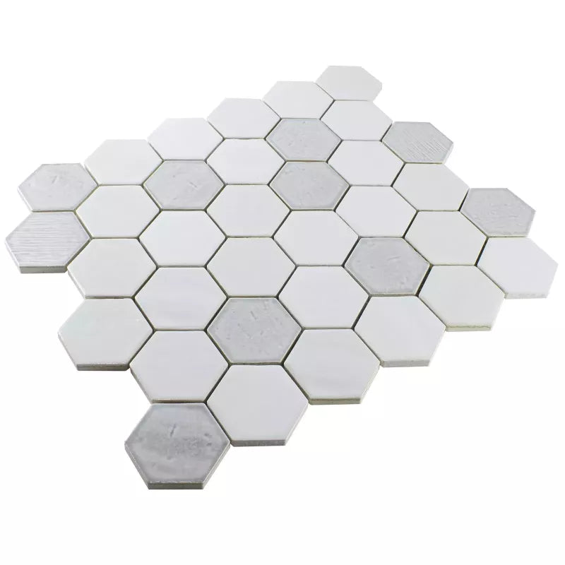 lustre white hexagon mosaic tile 