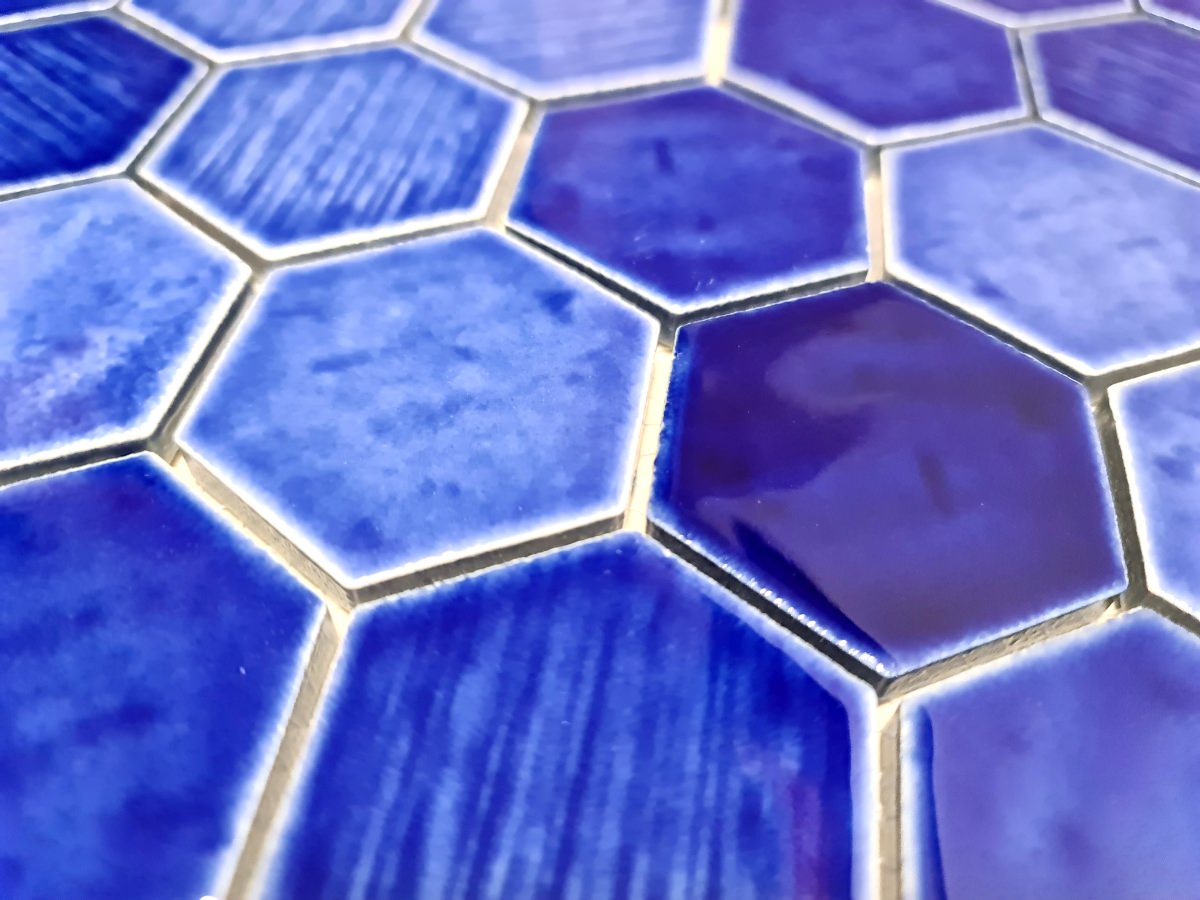 gloss blue hexagon tile 