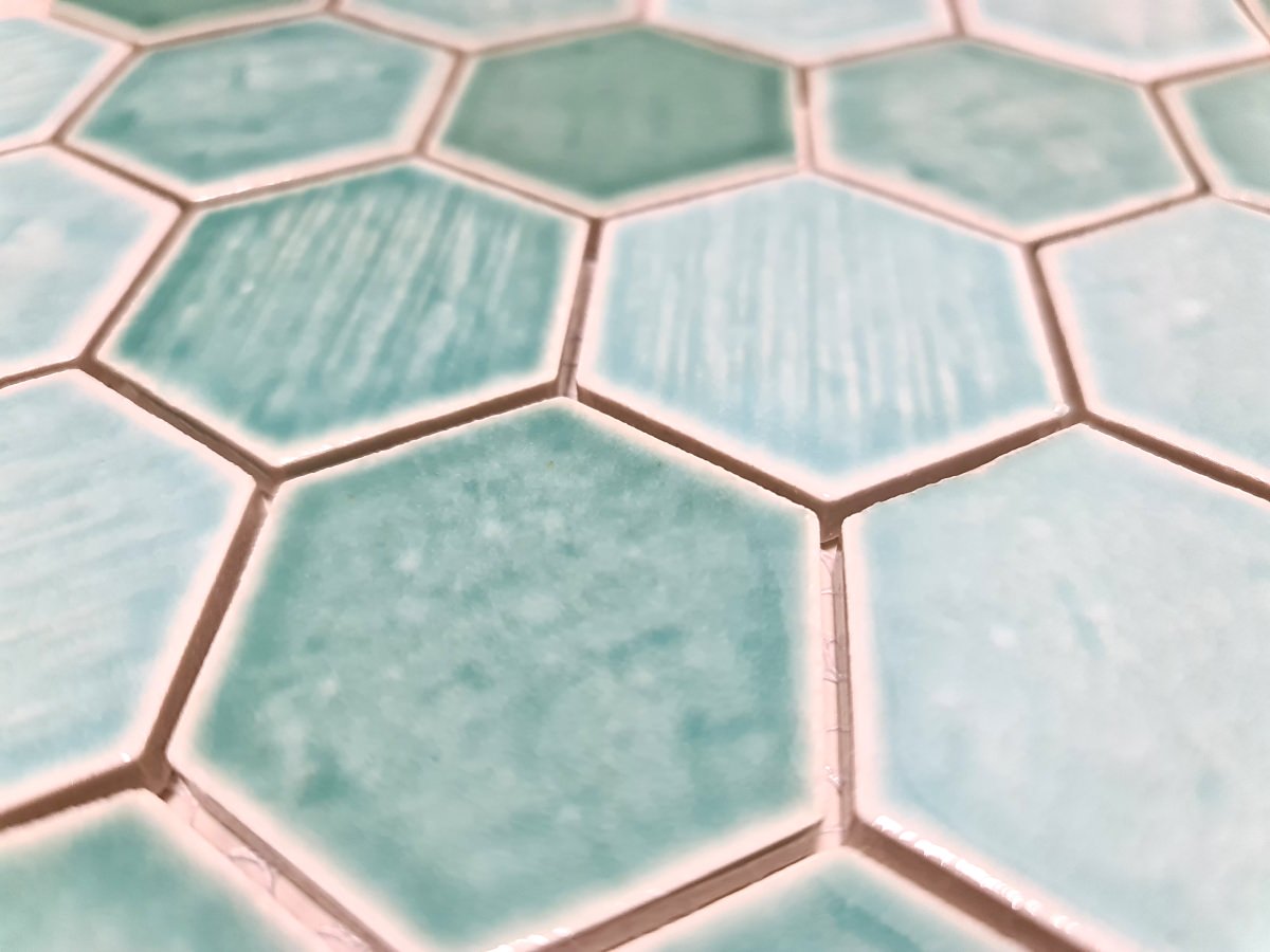 green ceramic hexagon mosaic 