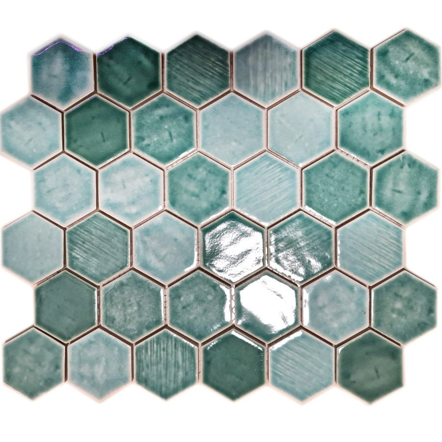 Green Hexagon Porcelain Mosaic 