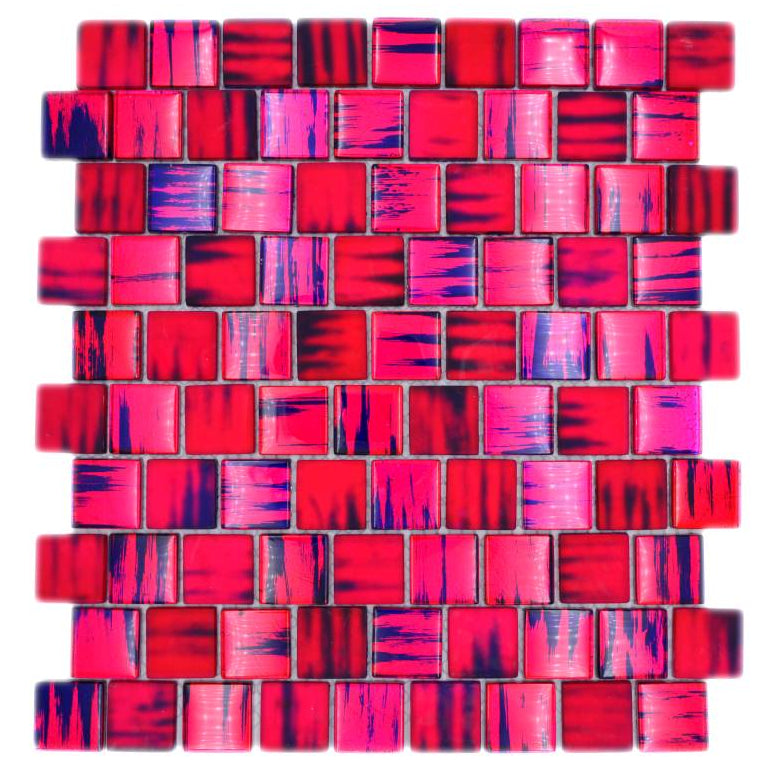 Nemesis Pink Gloss Mosaic Tile - 8mm - Luxury Tiles UK