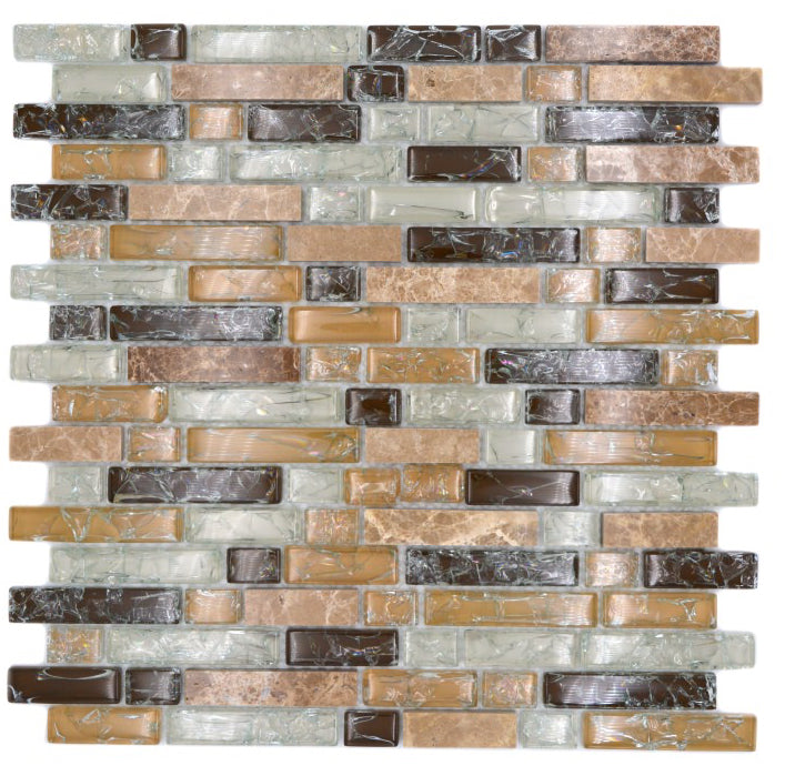 Neom Marble Crackle Brickbond Mosaic Tiles