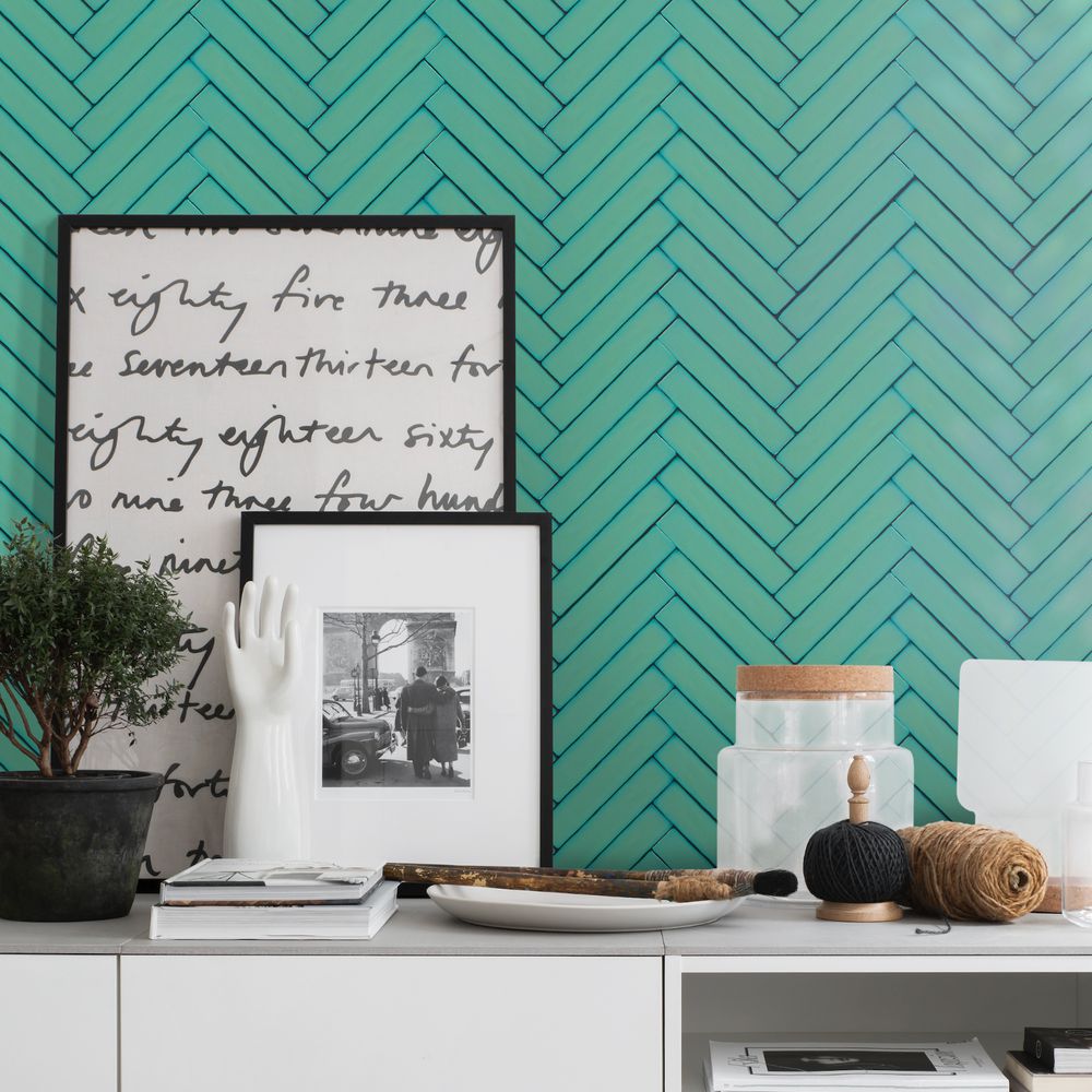 green brick wall tile