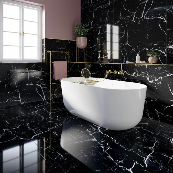 Black polished marble wall and floor tile