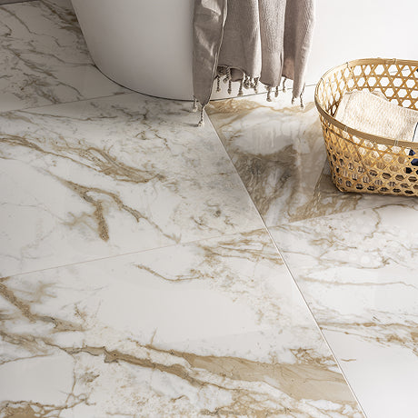 gold marble effect floor tile