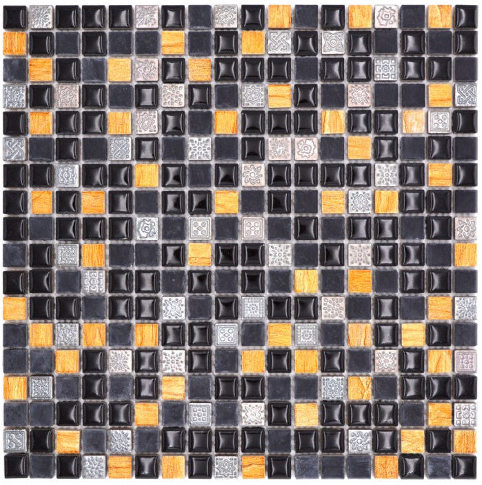 Noir Tombfire Glass Mosaic Tile