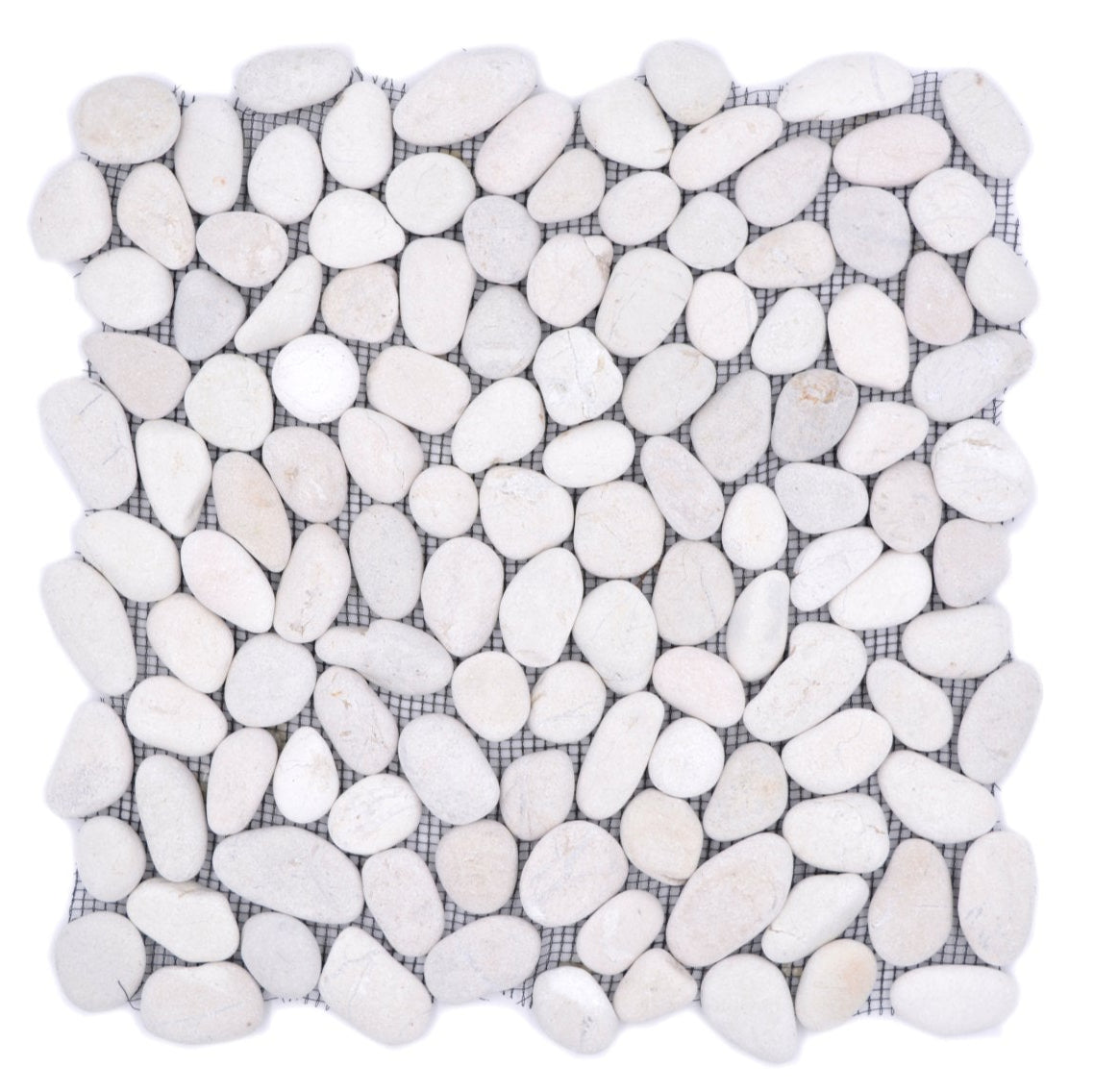 white pebble mosaic tile