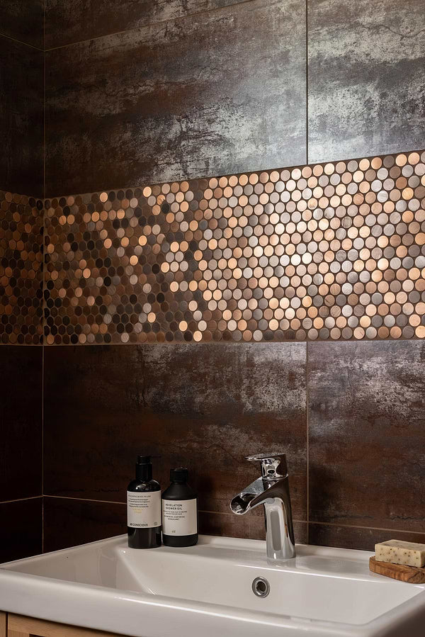 Copper penny feature wall