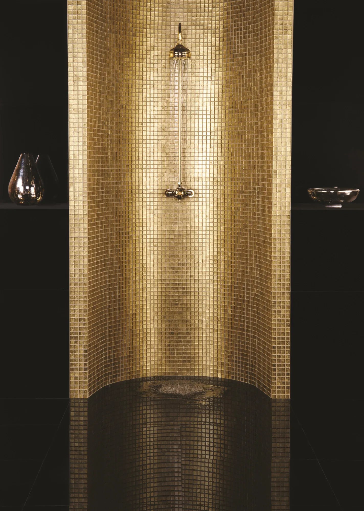 gold bullion glass shower mosaic tiles 