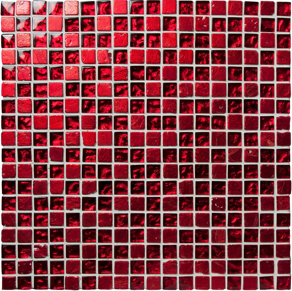 Red mosaic tile splashback