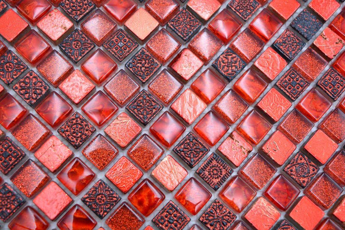 Mixed red mosaic by luxury tiles 