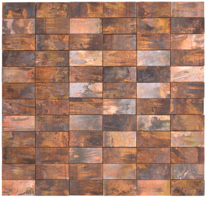 Oxidised Rectangle Copper Bronze Mosaic Tile