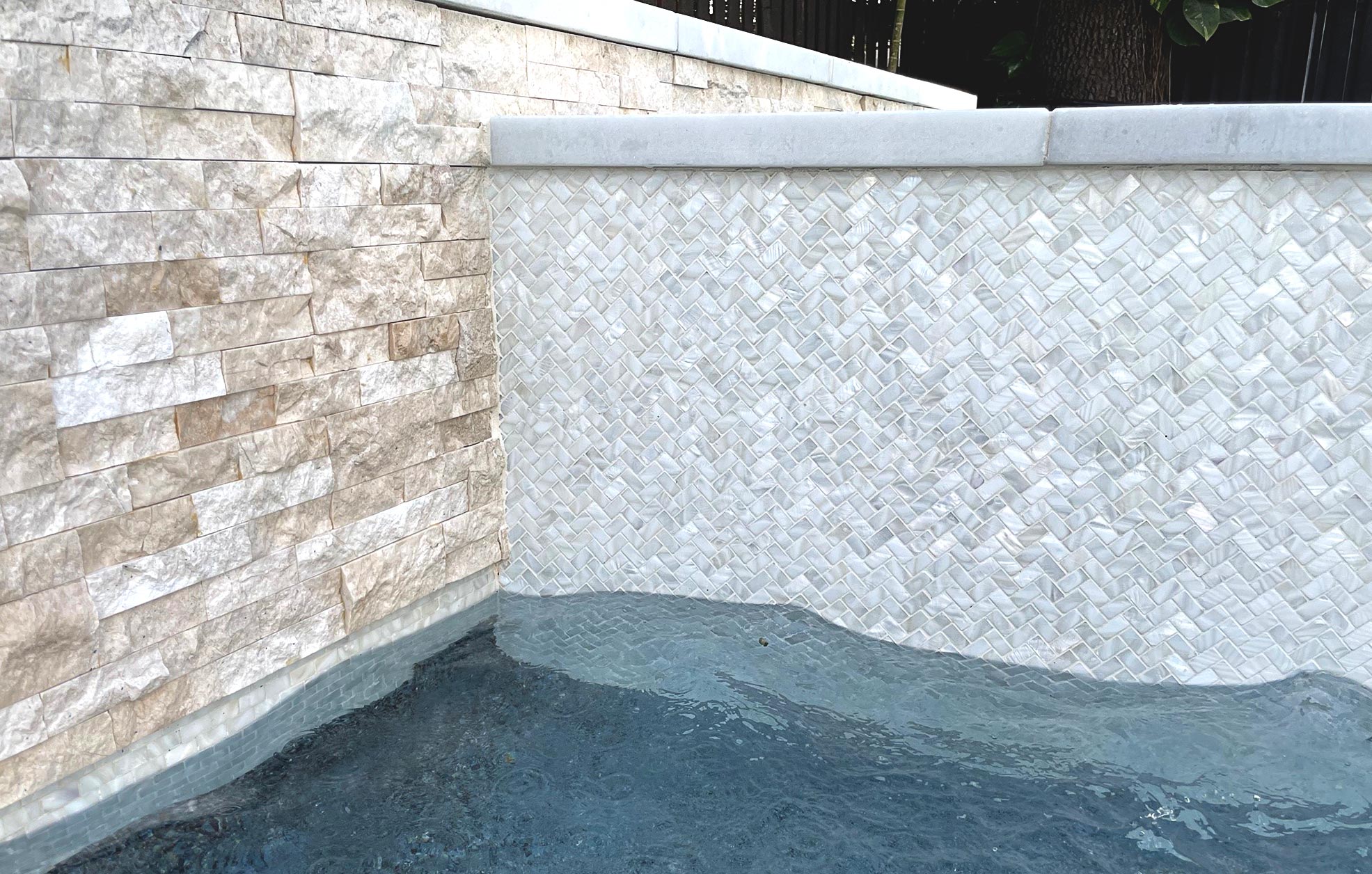 Pearl herringbone outdoor feature 