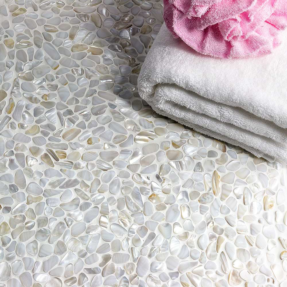 pearl pebble mosaic floor tile