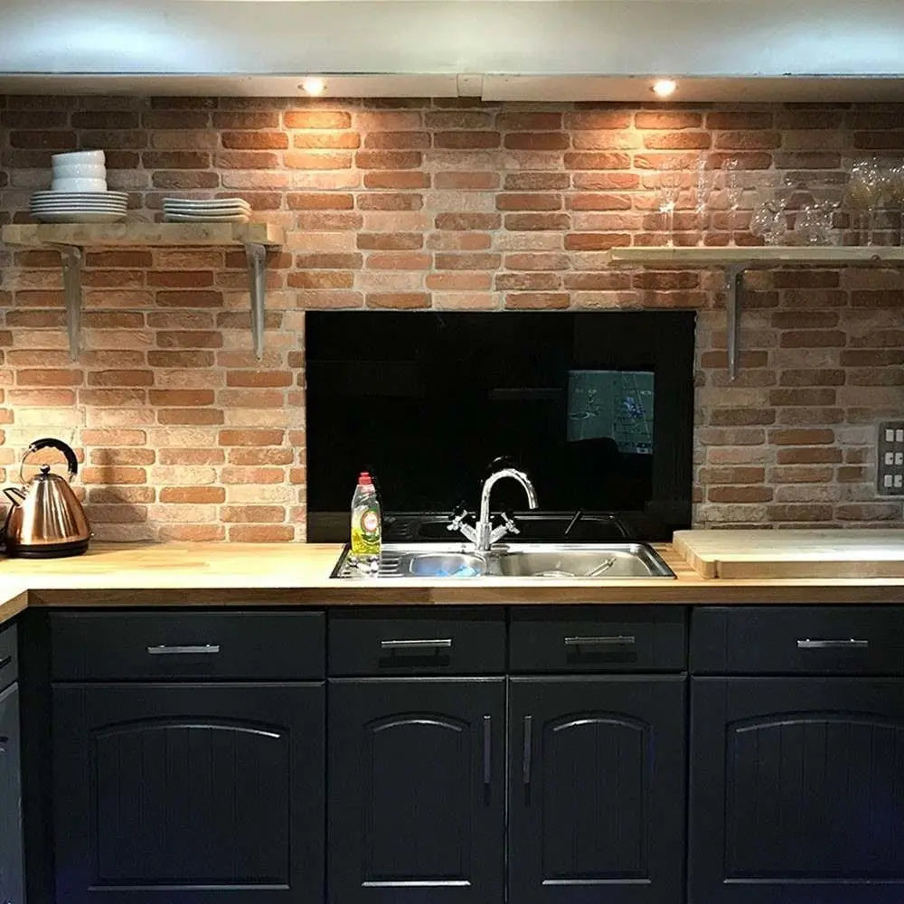 Red brick splashback