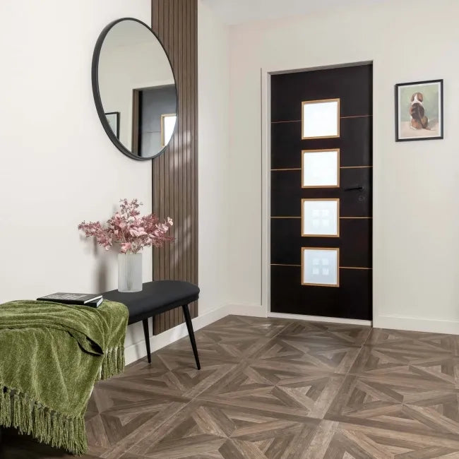 Parquet Dark Oak Brown Wood Effect Porcelain Wall and Floor Tile