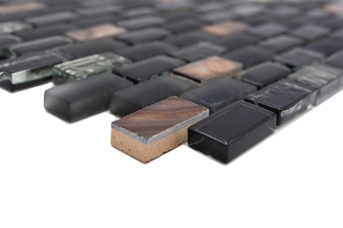 Black glass pearl mosaic tile 