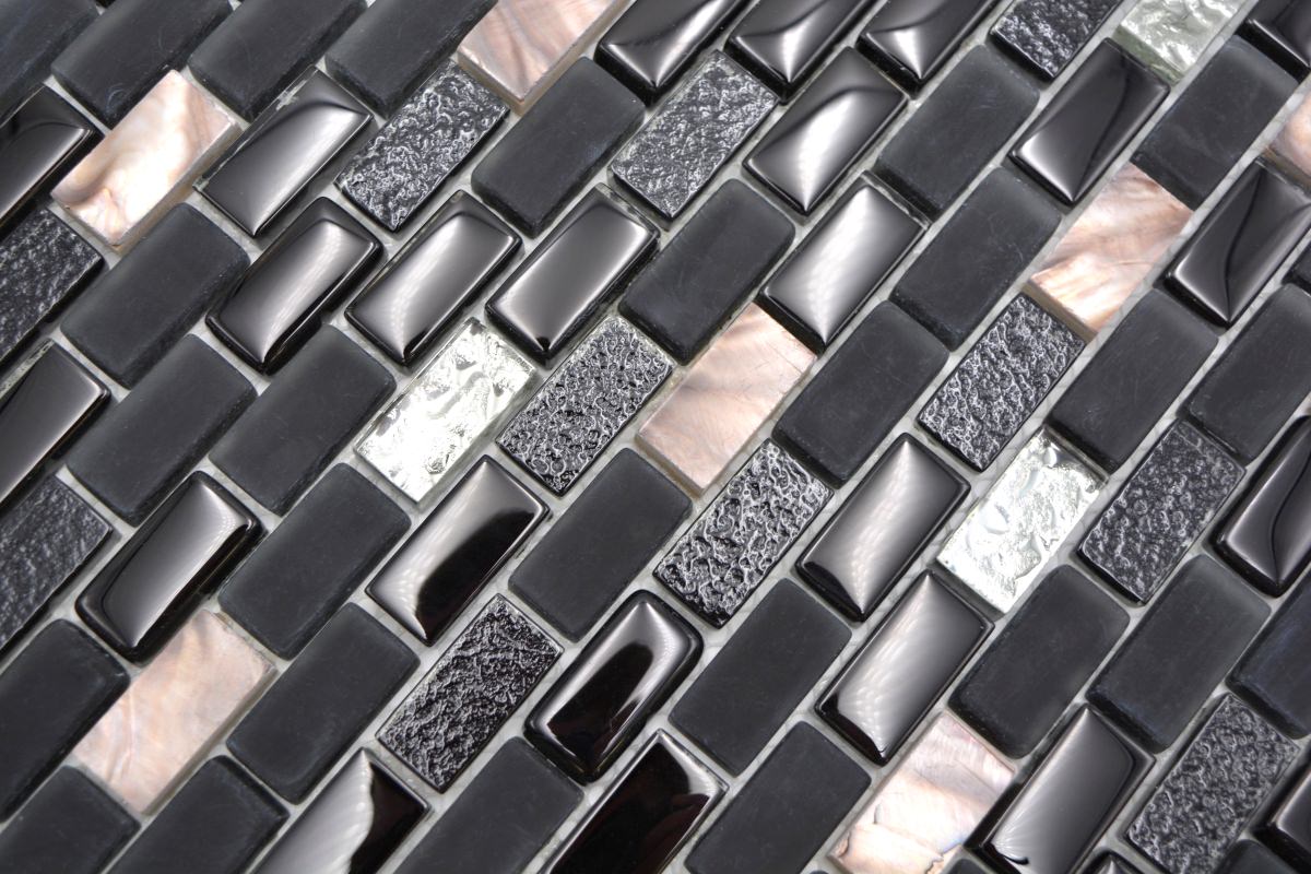 Black gloss textured mosaic 
