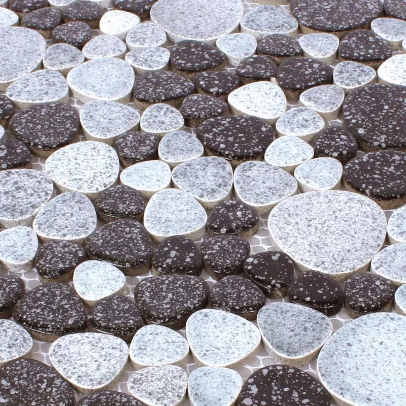 black grey pebble mosaic tile