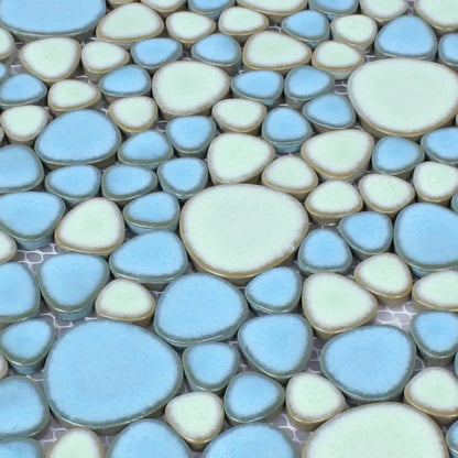 Pebble Lagoon Blue Ceramic Mosaic Tile 30x30cm