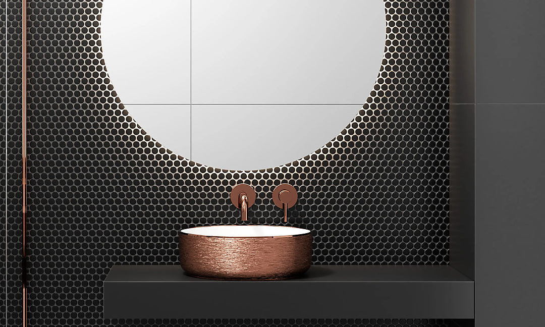 black polished penny mosaic 