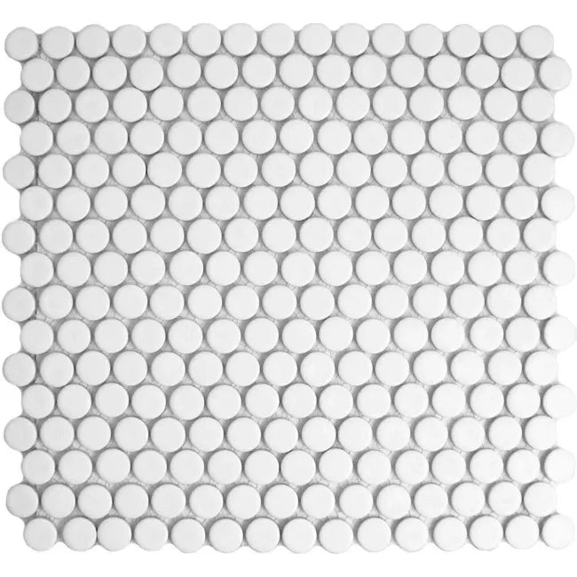 White penny mosaic tile