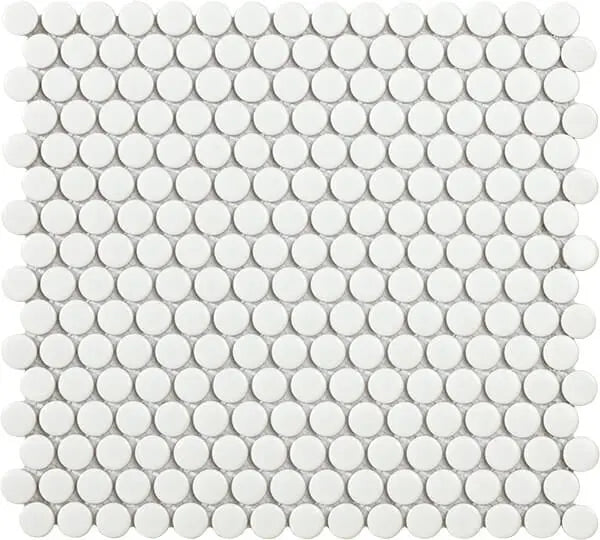 Penny White Matt Wall & Floor Circle Mosaic Tile