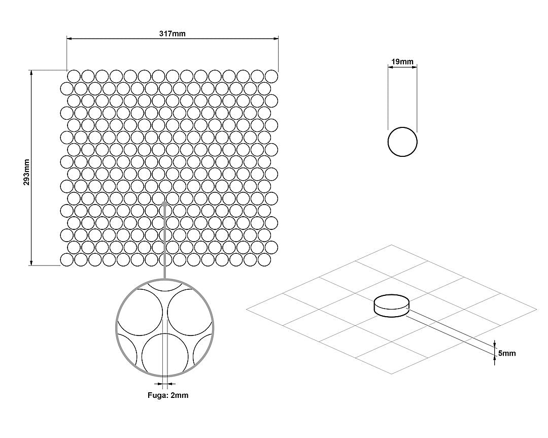 Sheet visualizer Penny White Matt Circle Mosaic Tile