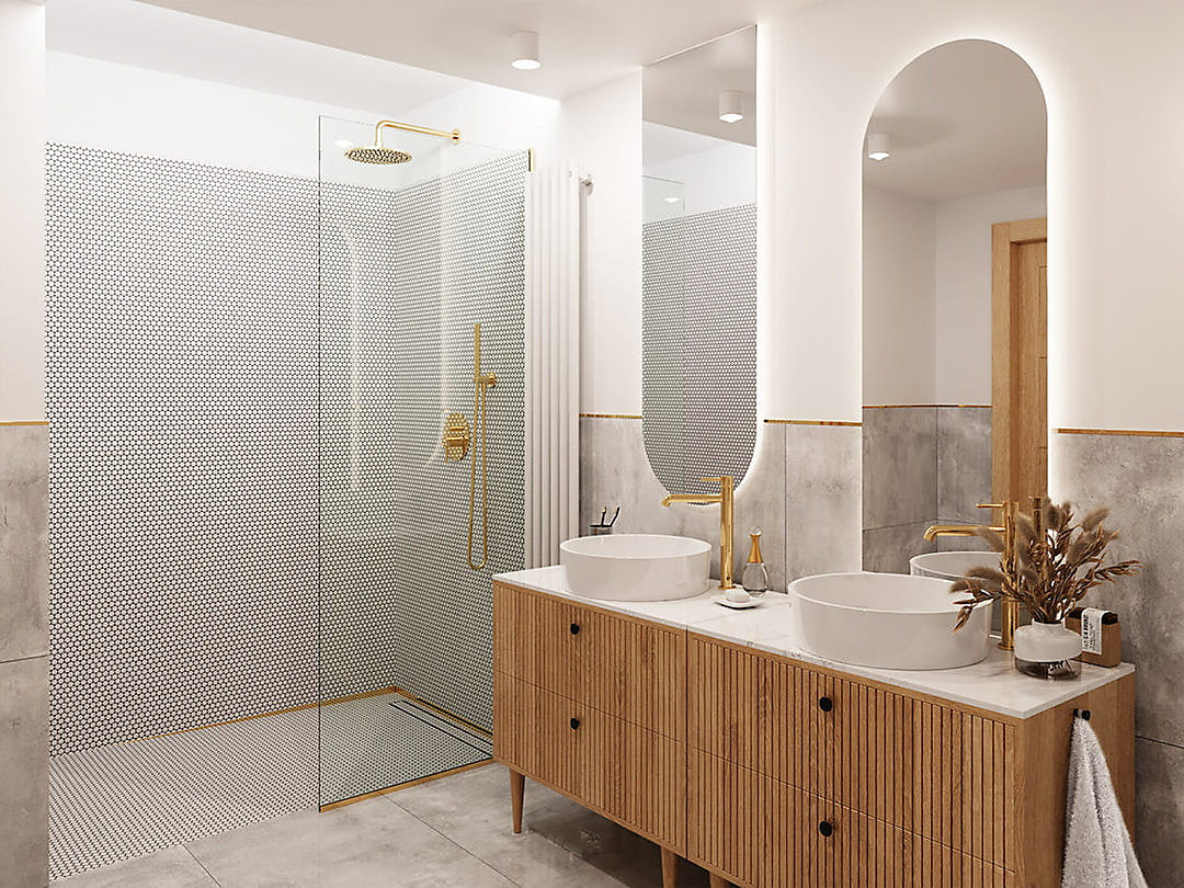 Bathroom mosaic penny shot 