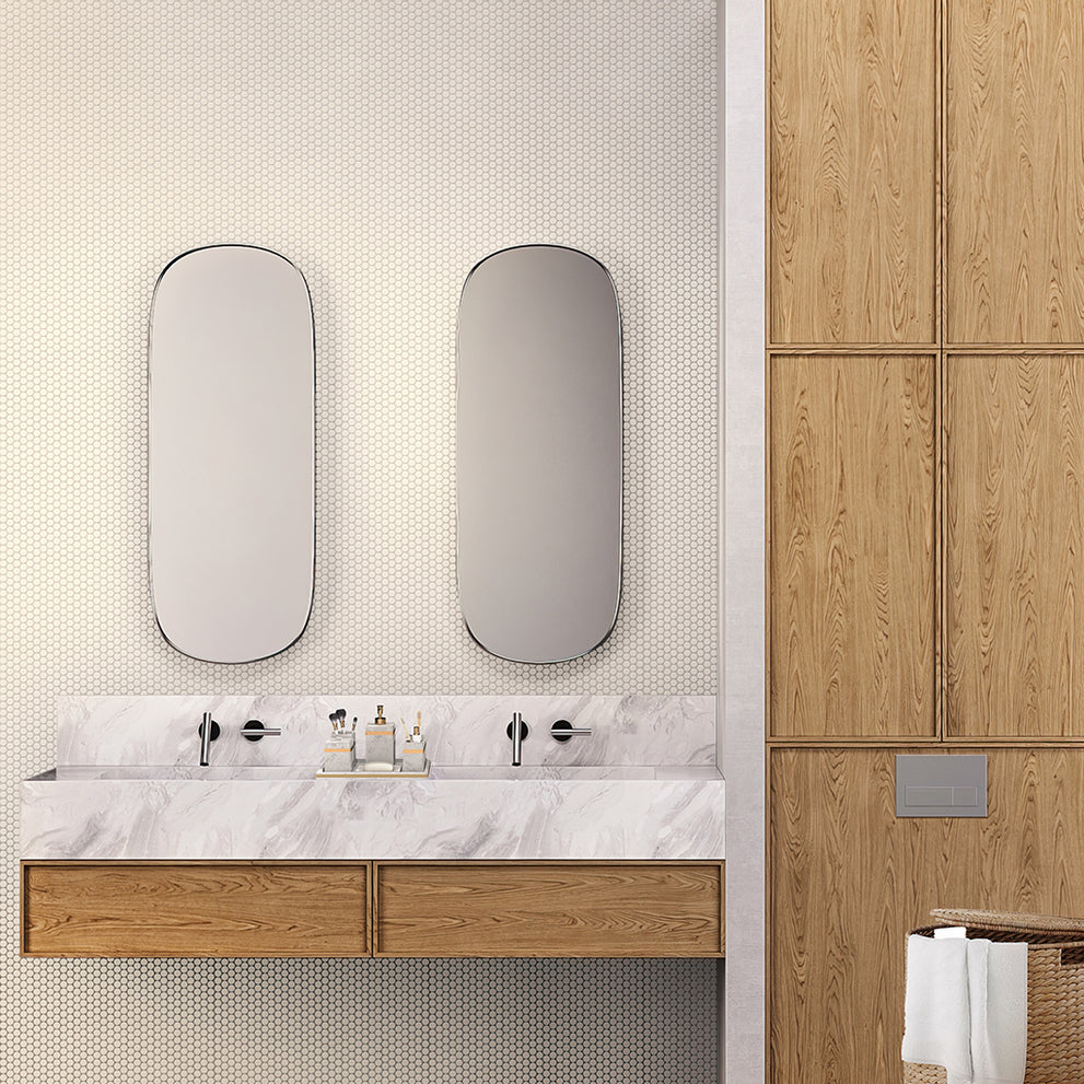 White penny matt tile